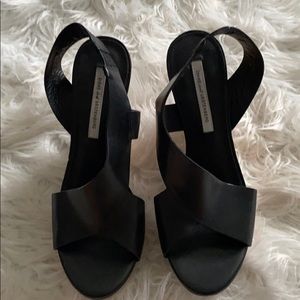 Diane vonFurstenburg Black Wedge Sandal